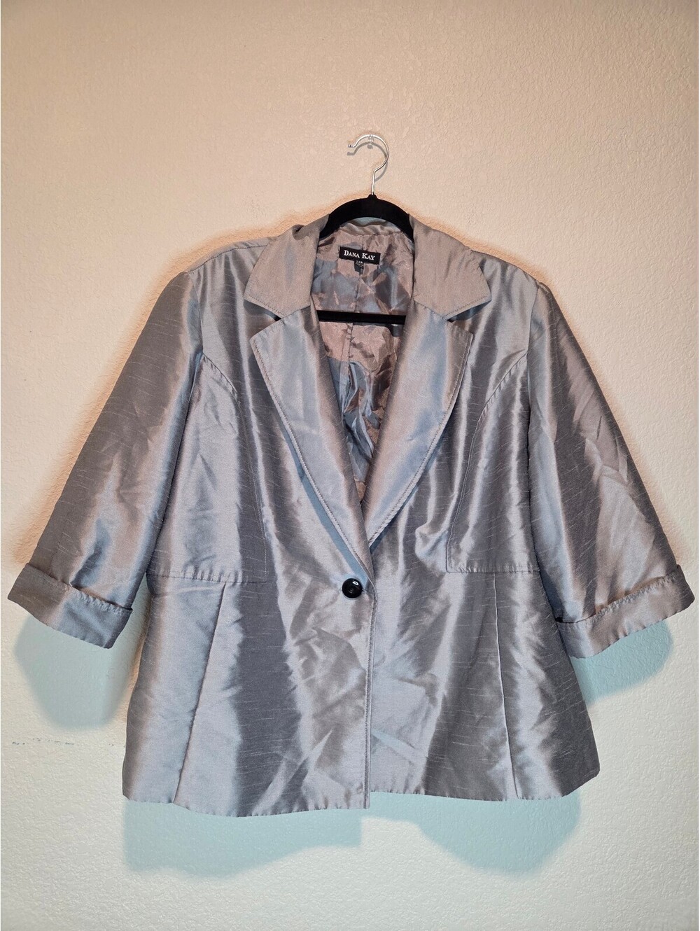 Dana Kay Women's Silver 3/4 Sleeve Blazer Jacket Size 24W